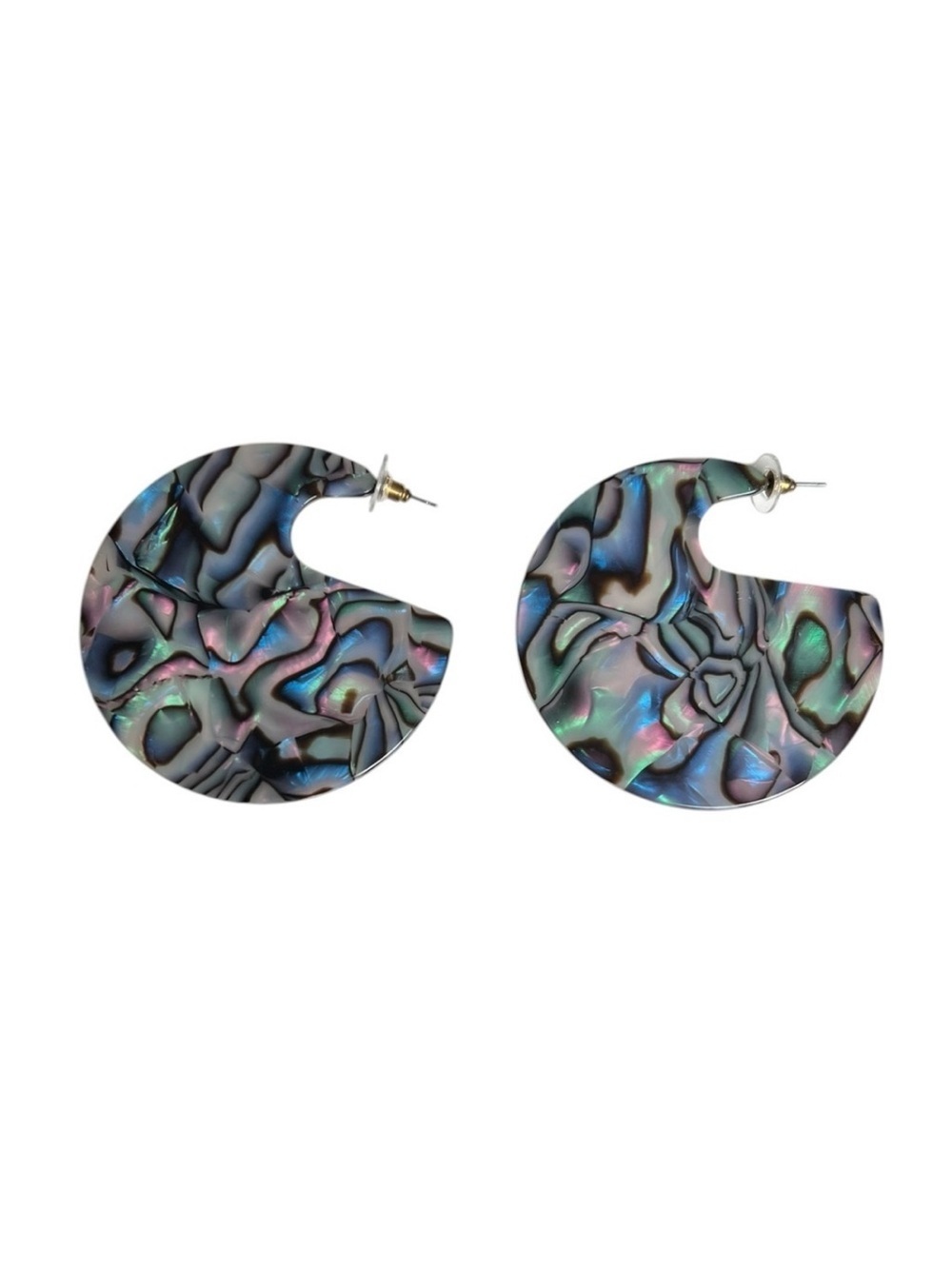 Extra Large Hoop Earrings Abalone Statement Jewelry Boho Coastal Beachy